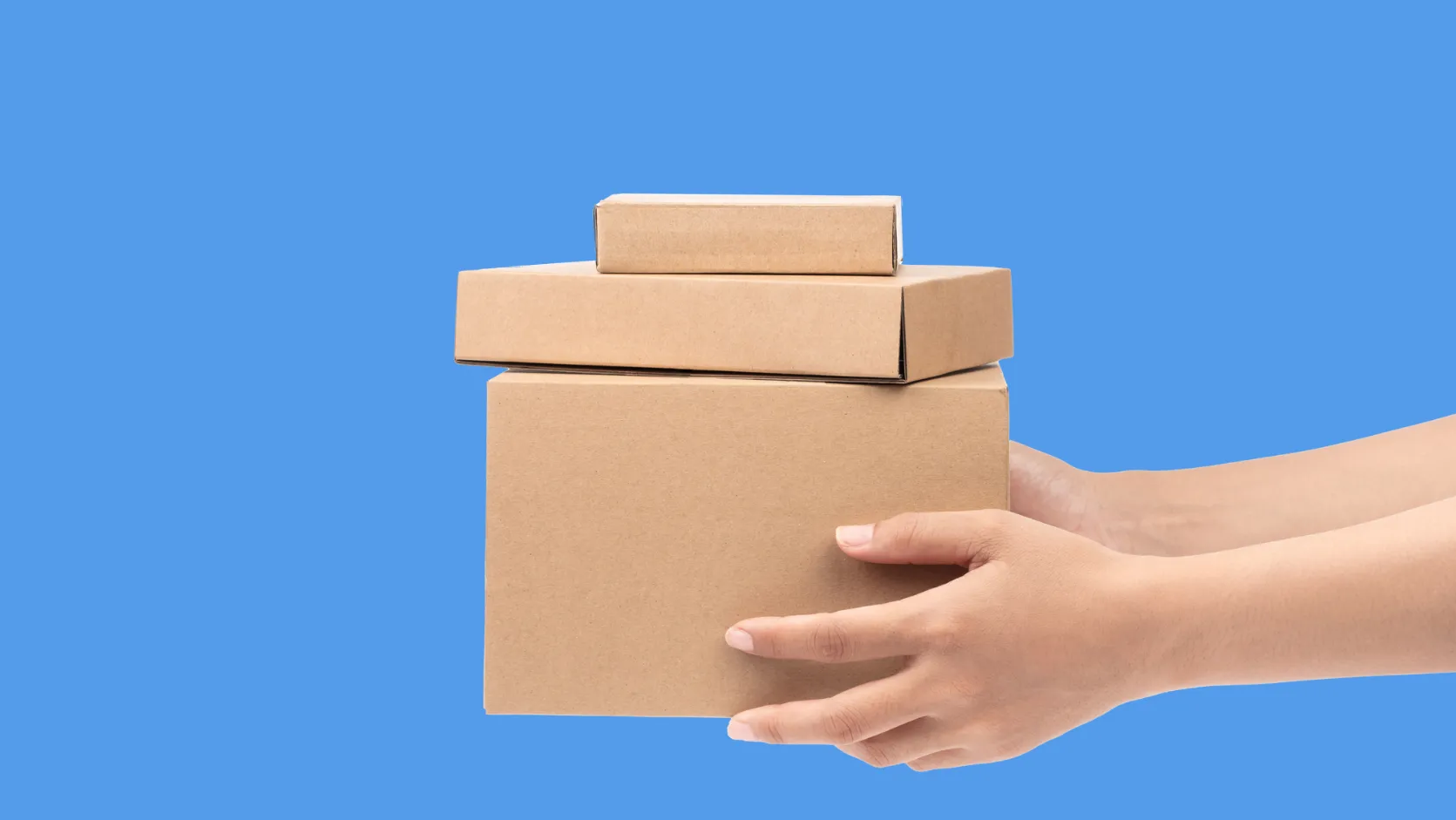 A person handing over a package that was shipped.